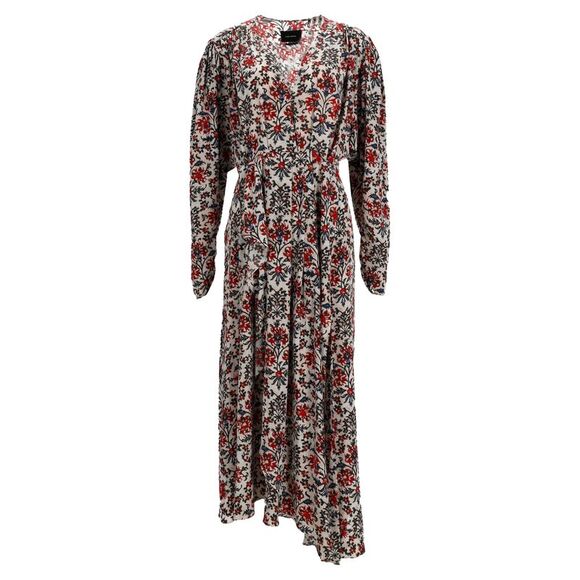 Isabel Marant Blaine Floral Stretch Dress In Red Silk